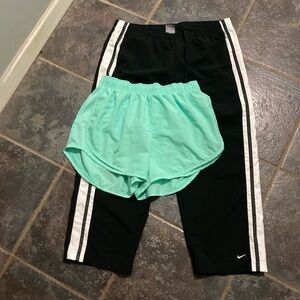 Nike Women’s Black Track Pants and Athletic Shorts Bundle Size L